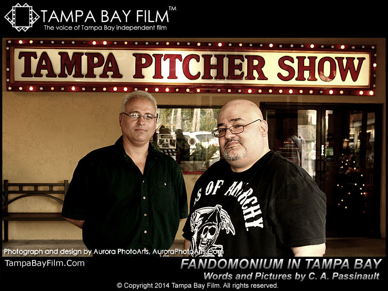 Click to return to review. 800 X Cover of Fandomonium in Tampa Bay event and film festival 001. Pictured, from left to right,  are organizers Andy Lalino and Rick Danford.